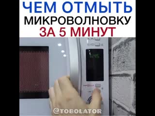 wash the microwave. with sound